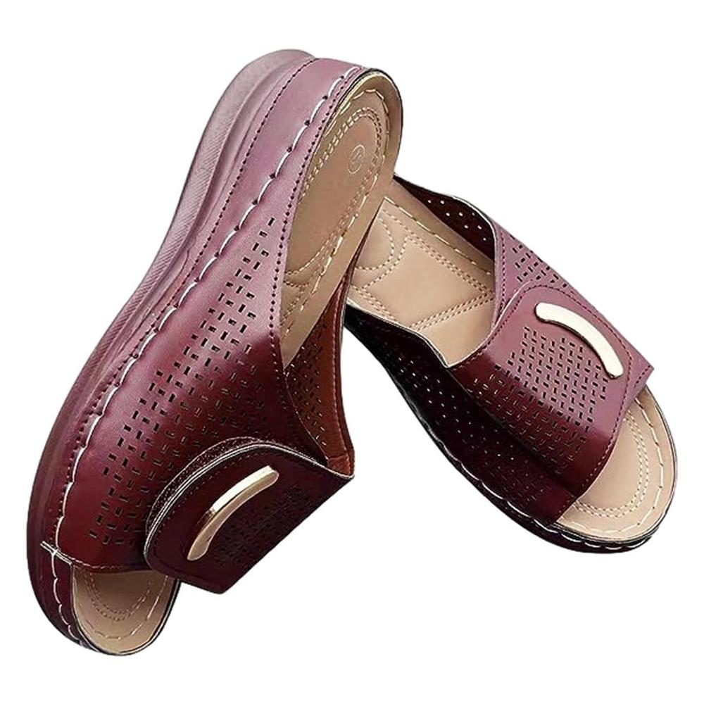 Ортопедические тапочки с открытым носком и открытым носком, летние женские ортопедические тапочки на танкетке, повседневные женские сандалии на платформе с открытым носком