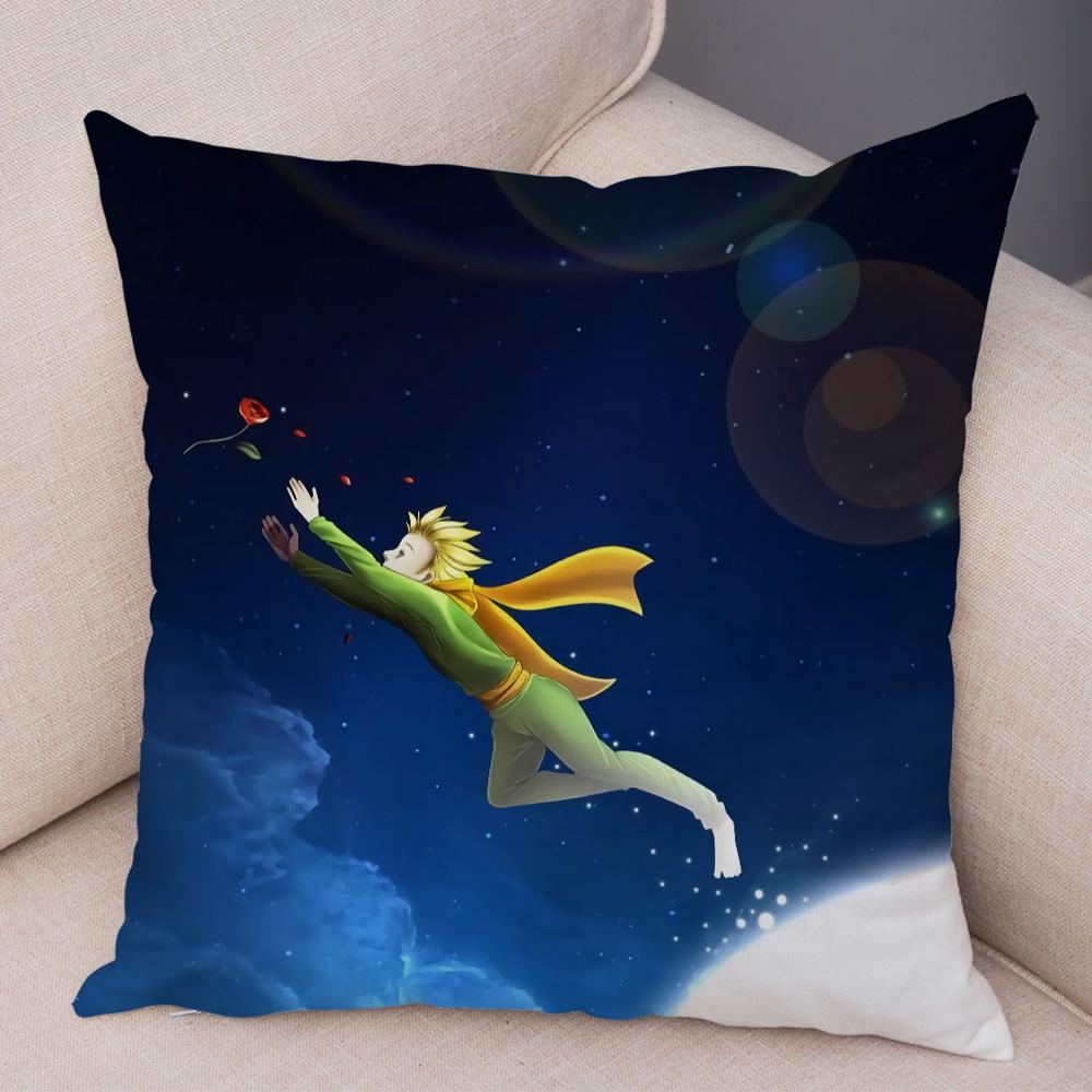 Little Prince Cushion Cover Decor France Anime Cartoon Print Pillow Case for Sofa Home Children Room Soft Plush Throw Pillowcase