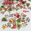 50Pcs/Bag 2-Holes Mix Christmas Star, Wood Christmas Decorative Buttons Scrapbook