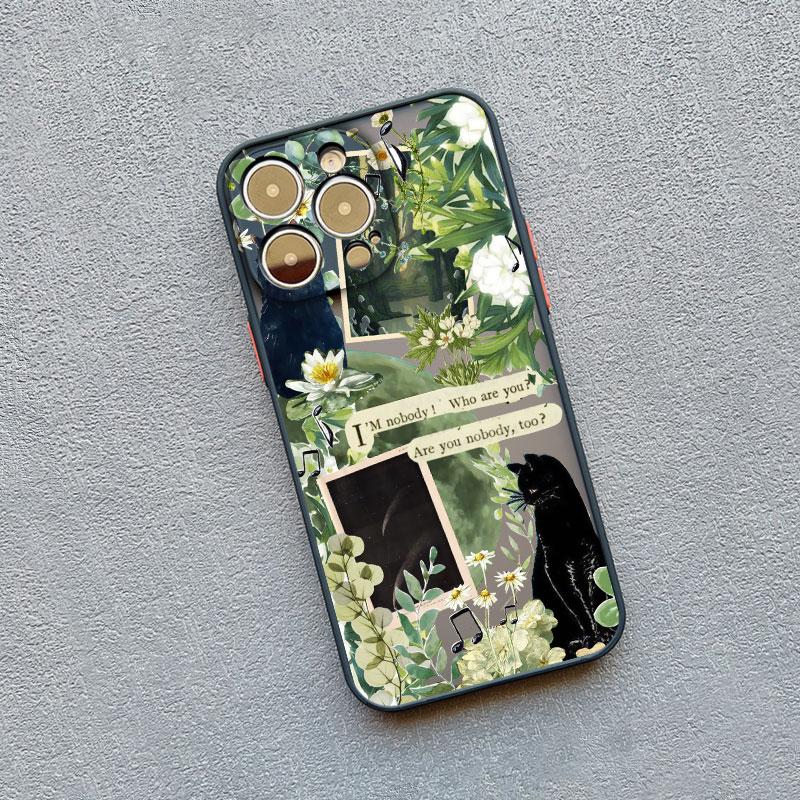 Ретро Черный Кот Белый Котенок Иллюстрация Чехол Для Телефона Для iPhone 17 16 15 14 13 11 12 Pro Max Mini 15 16 Plus Чехол Милый Мультяшный