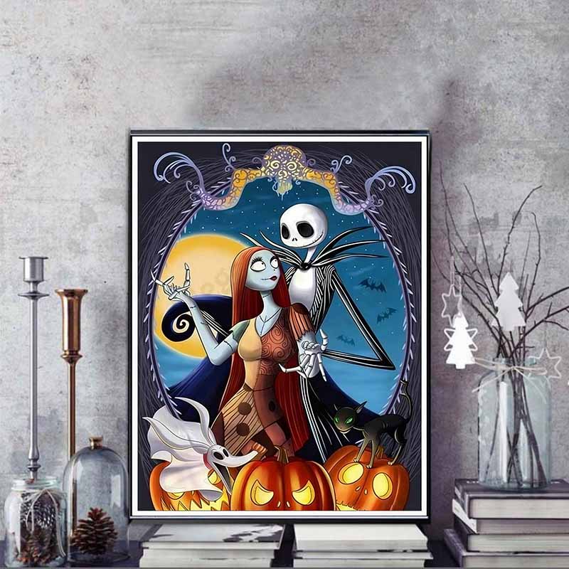 Disney 5D DIY Алмазная Живопись Иллюстрации Из Фильма «Кошмар Перед Рождеством» Полностью Круглые Алмазные Мозаики Мультяшные Вышивка Крестом Картины для Декора Дома