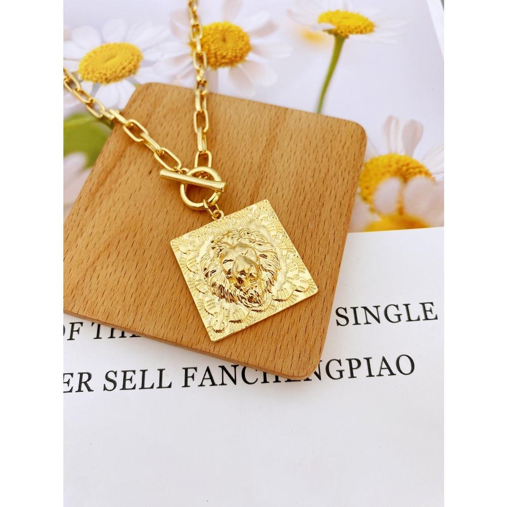 Преувеличенное короткое ожерелье с подвеской в ​​виде головы льва, ювелирное колье из цинкового сплава для женщин