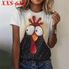 Футболка размера XXS-6XL с рисунком цыпленка из мультфильма, женская футболка с короткими рукавами и 3D-принтом в виде животных, топы, летняя одежда