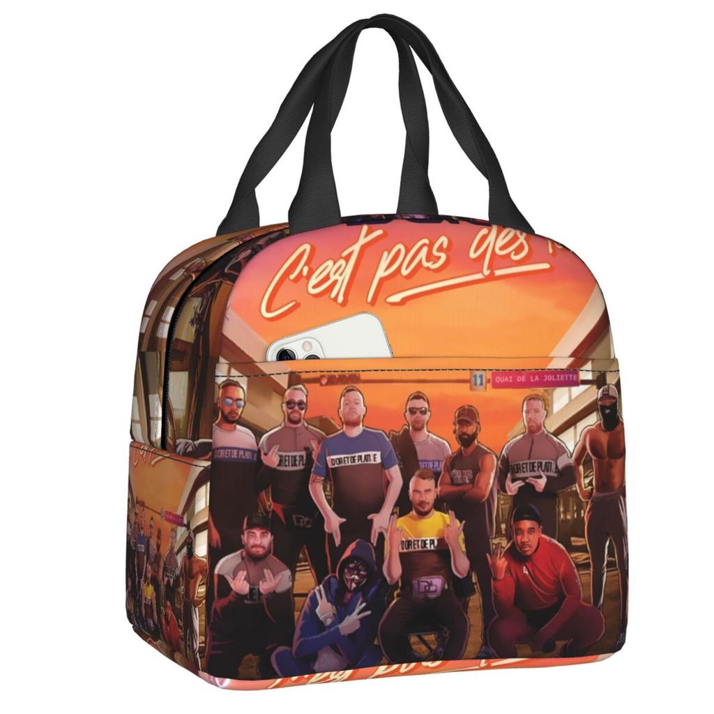 Custom Jul French Rapper Hip Hop Portable Lunch Boxes Women Waterproof Thermal Cooler Food Insulated Lunch Bag Office Work