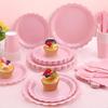 176 Pcs Pink Paper Plates and Napkins Light Pink Party Supplies Include Scalloped Paper Plates Napkins Cup Plastic Tablecloth S