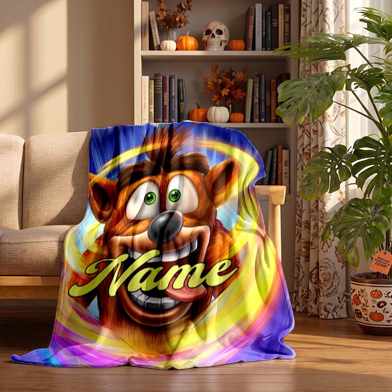 Crash Bandicoot Custom Flannel Blankets Soft Warm Cozy Throws for Home Decor Holiday Gifts