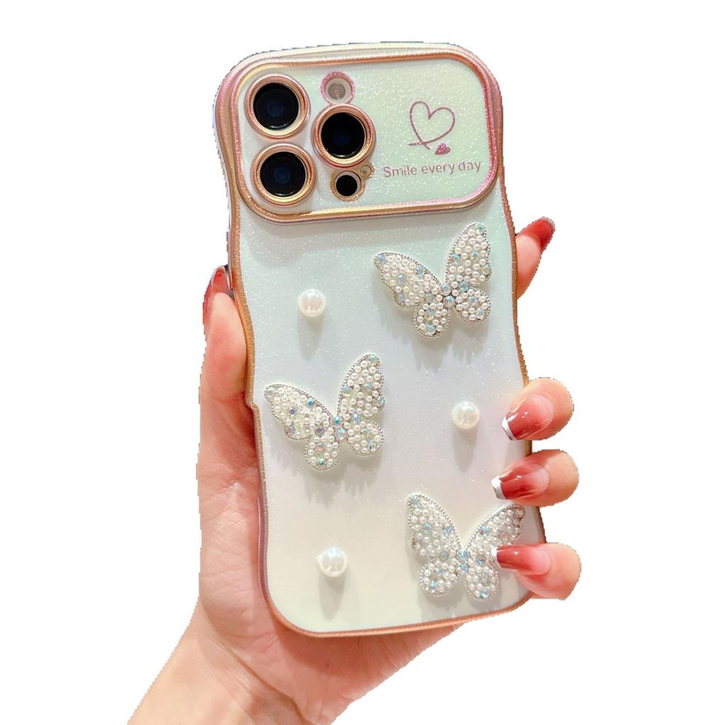17 Air Pearl Butterfly for IPhone 16 Mobile Phone Case Love Wave for IPhone 15 Promax Silk Plating