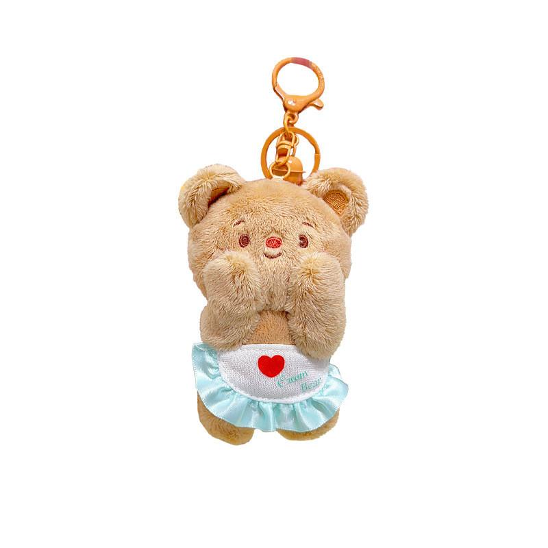 Bear Whimsical Cream Face Plush Keychain Adorable Keyring For Stylish Gift Girls