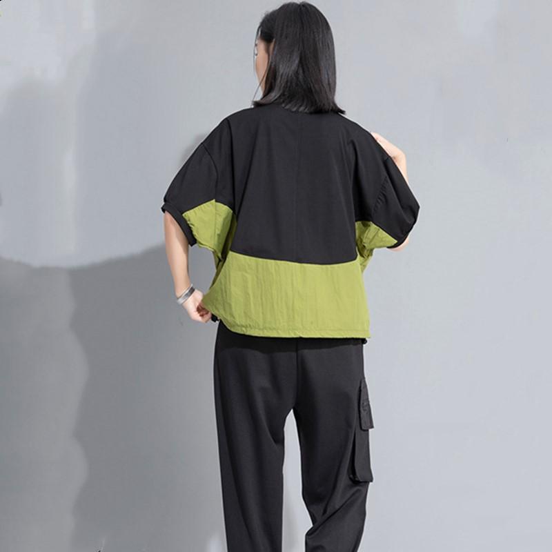 Короткий рукав, свободная футболка в стиле ретро с лоскутным принтом, повседневная, свободная, женская летняя футболка