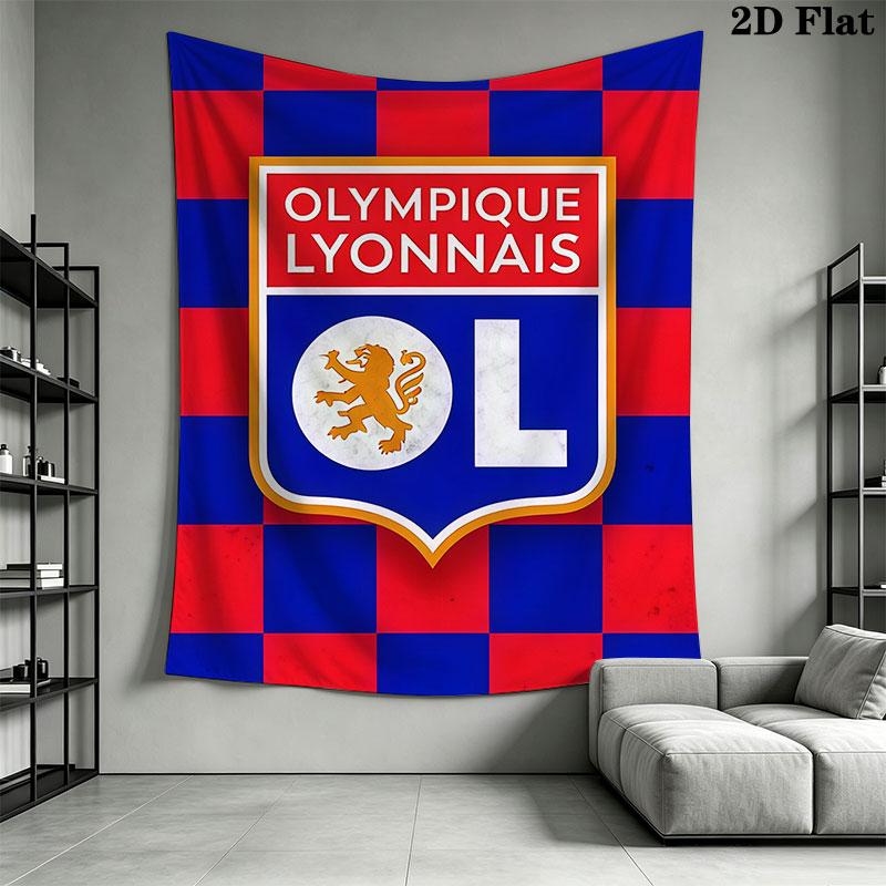 Olympique Lyonnais Wall Hanging Printed Fabric Blanket Decorative Tapestries for Bedroom Living Room Home Decor