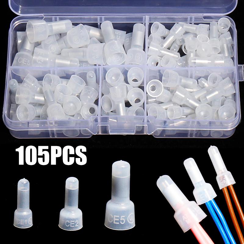 PDTO обжимные клеммы с закрытым концом 105 шт. CE1 CE2 CE5 нейлоновые соединители проводов