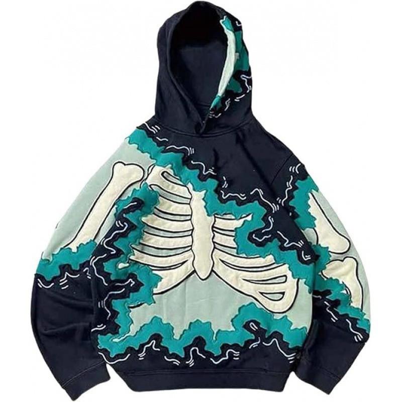 American Punk Skull 3D Print Cropped Hoodie Loose Fit Men Women Streetwear