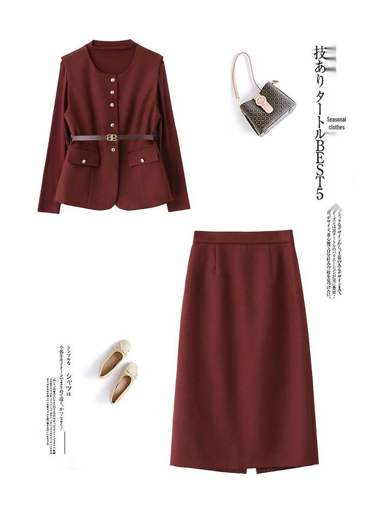 2025 Весенний женский комплект для похудения: рубашка, жилет и юбка