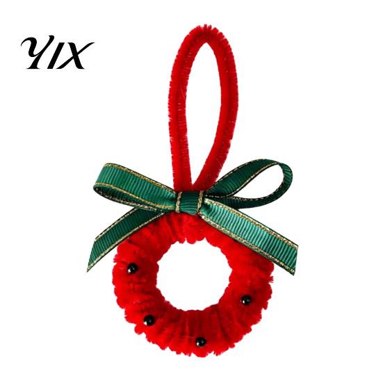 Handmade Wreath Ornaments Mini Christmas Ornament, Miniature Artificial with Bow, Holiday Hanging Pinecone, Xmas Tree for Party Festive Decor Pendant