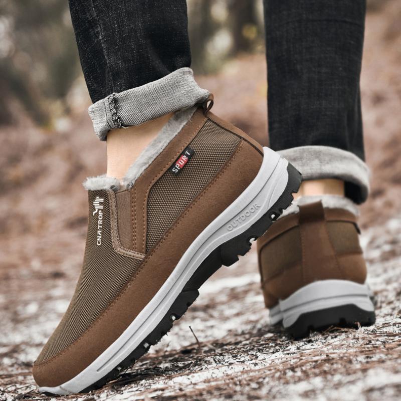 Зимние теплые ретро-лоферы, зимние ботинки, плюшевые утепленные туфли для папы, удобные повседневные туфли большого размера с нескользящей подошвой