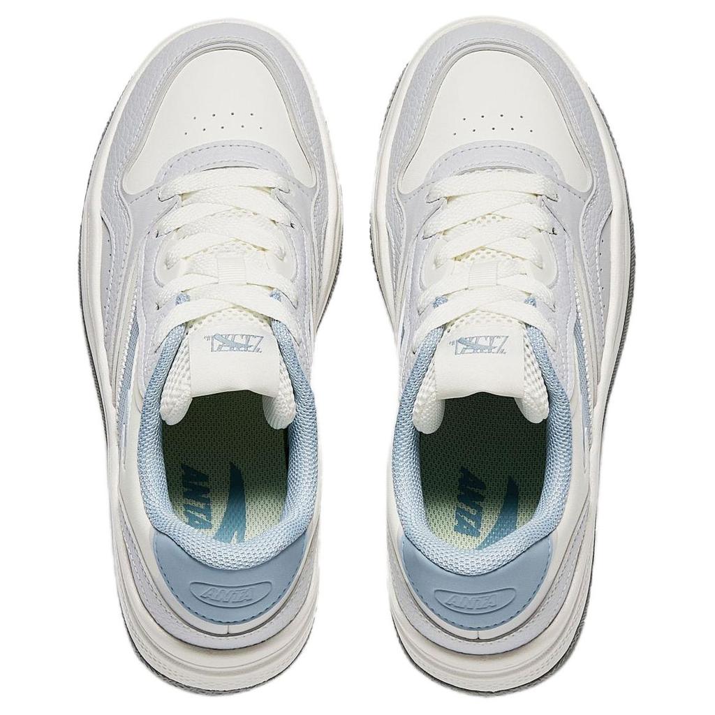 Anta Simple Versatile Wear-Resistant Lightweight Low-Top Skate Shoes Women Sneaker White Gray Blue 922528077-2