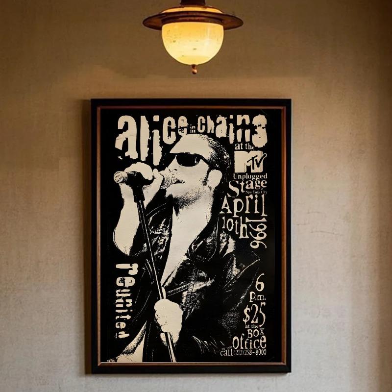 Ретро Музыка Элис Ин Чейнс Постер HD арт липкая стена водонепроницаемый дом гостиная спальня бар эстетичное украшение