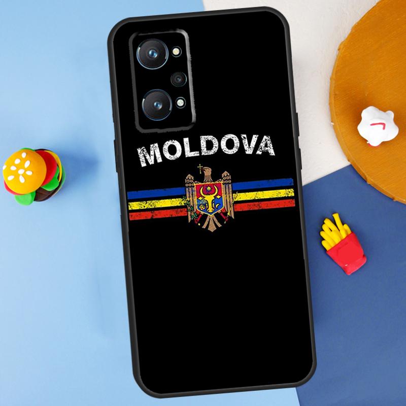 Moldova Flag For Realme C55 C67 C61 C75 C53 C51 C21Y C25S GT 6 6T 5 GT7 Pro 10 11 12 13 14 Pro Plus Case