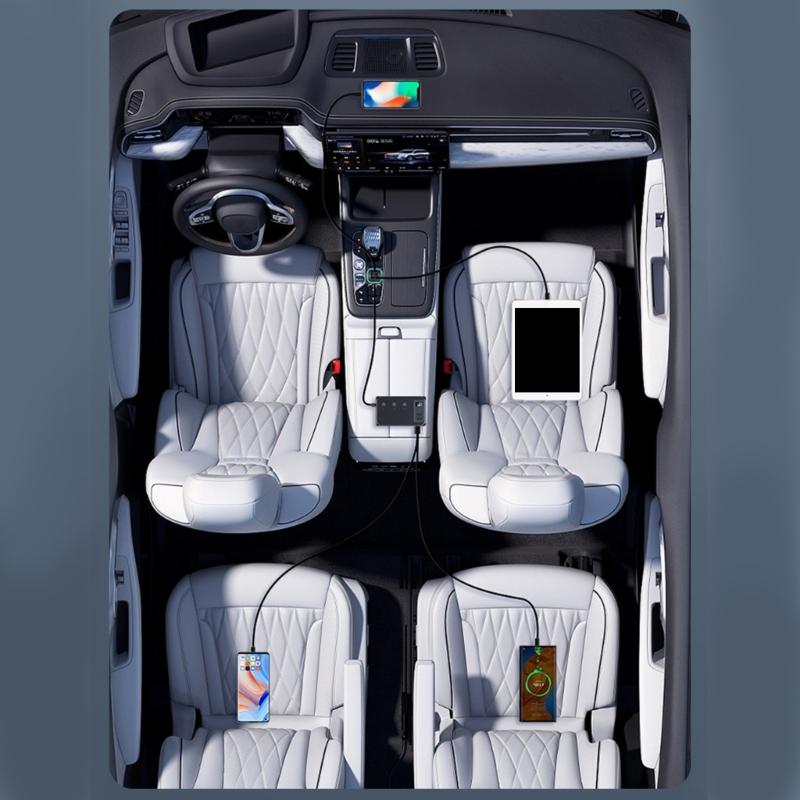 Car Charging Hub Splitters with Independent Switches Fast Charging Adapter Vehicles Charger for 12V-24V Car Truck SUVs