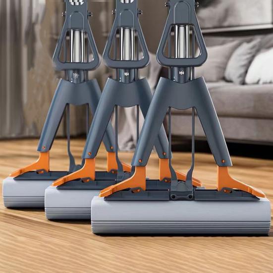 Швабра с 2 супервпитывающими губками, сменными стержнями для швабры, длинная ручка, эргономичный дизайн, маленькая самосжимающаяся швабра для чистки пола