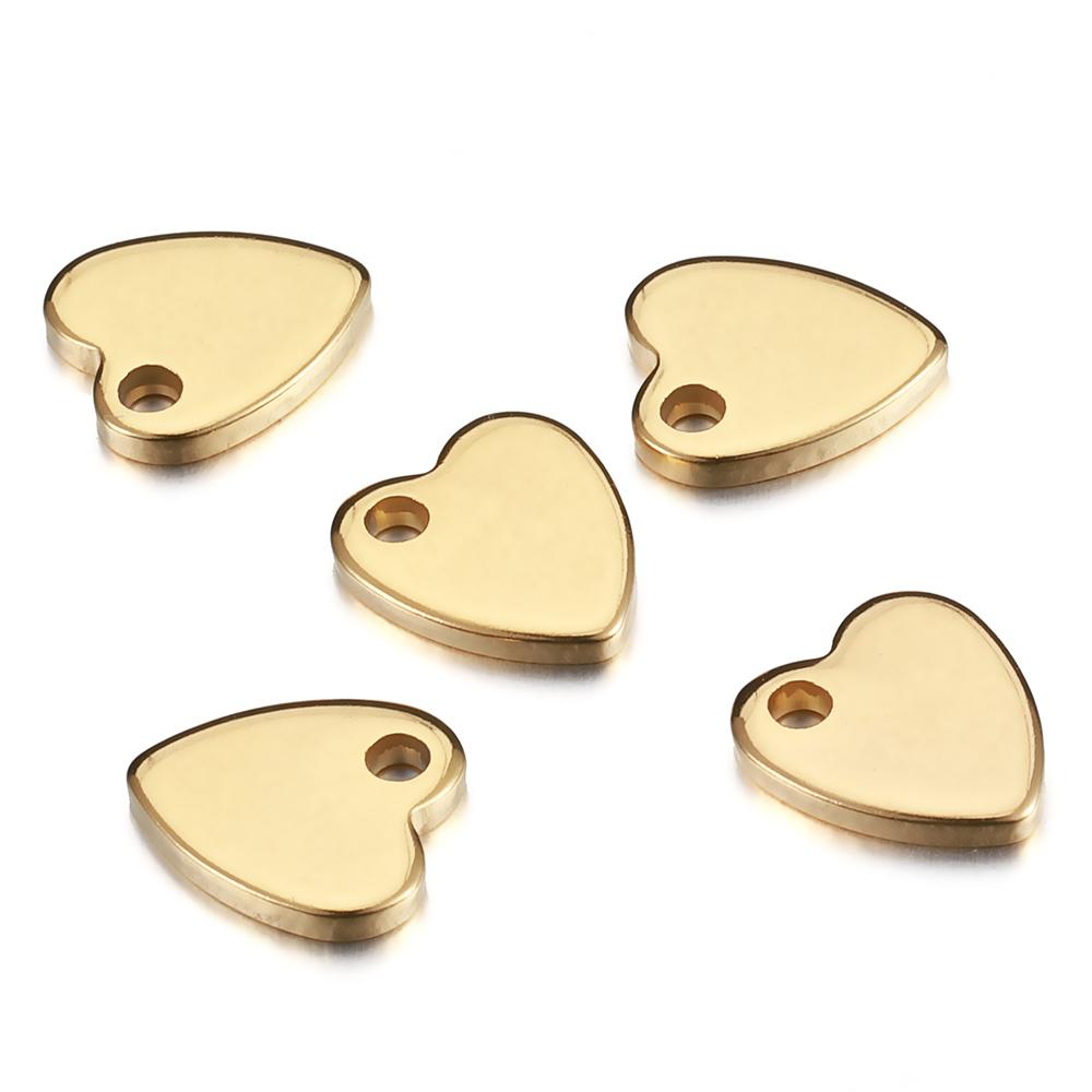 30pcs 10pcs Gold Color Stainless Steel Love Heart Charms Pendants for DIY Jewelry Making Necklace Bracelet End Tail Ornaments