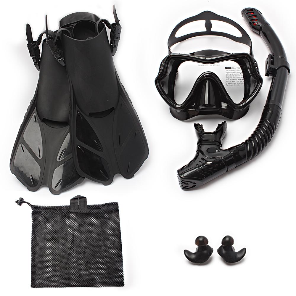 JSJM 1+1+1 Профессиональное снаряжение для подводного плавания Маска для дайвинга HD Защита от запотевания Маска для подводного плавания Подводное плавание Трубка Ласты