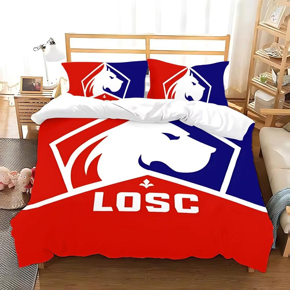 Football LOGO Duvet Cover Pillowcase Lille OSC Bedding Set Adult Boy Girl Bedroom Decoration Children Single Double Large Size