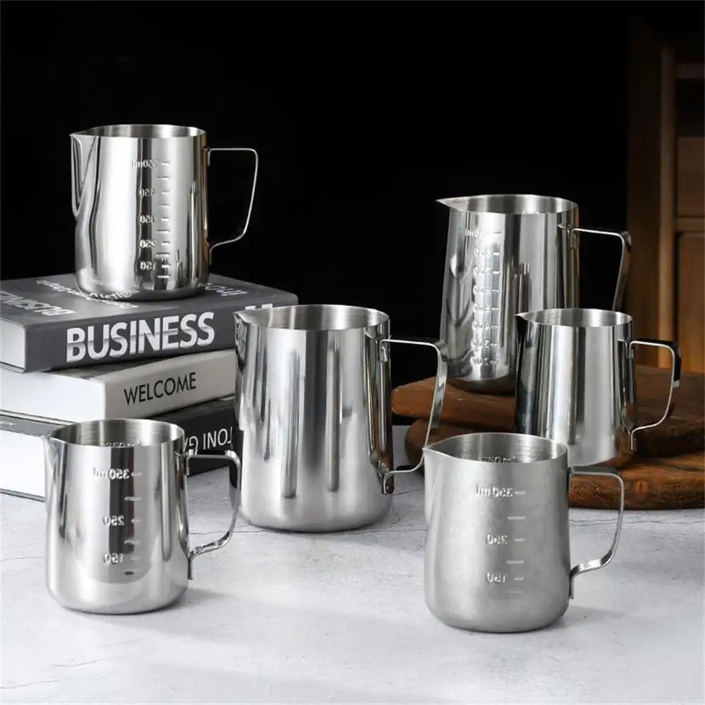 Кувшин для вспенивания молока для кофе и латте-арта Кувшин для вспенивания молока Кувшин для измерения из нержавеющей стали Инструмент для бариста для эспрессо Аксессуары для кофе