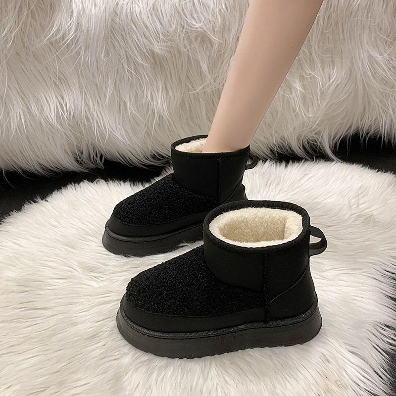 Shoes for Woman Ankle Women's Snow Boots Moon Elegant with Medium Heels Platform Chunky Black Booties Furry Demi-season Sale Hot