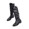 Fashion Women Knee High Boots Autumn Winter Female Shoes Fashion Retro Pleated Slip On Long Boots Elegant Square Low Heel Knight Boots