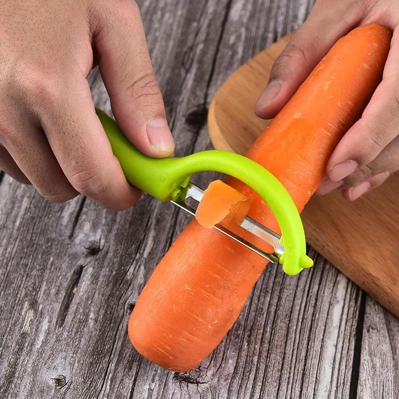 Полезная овощечистка с длинной ручкой, острая овощечистка из нержавеющей стали, многофункциональная бритва для дыни, простые инструменты для чистки, кухонные гаджеты