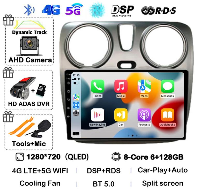 Android 14 Auto Carplay Car Radio для Renault Lodgy Dacia Dokker 2012 - 2020 Мультимедийный видеоплеер Навигация GPS 360 камера