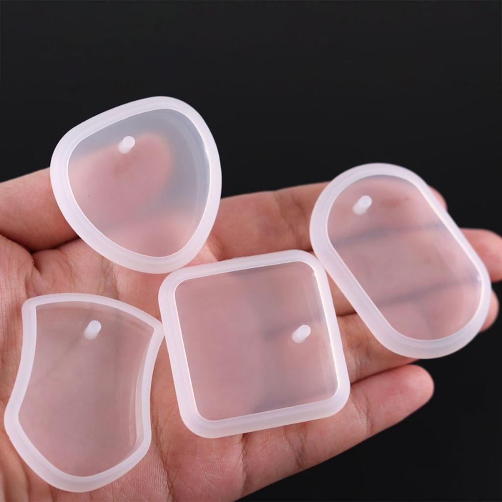 6pcs DIY Keychain Pendant Silicone Mold Set Crystal Epoxy Resin Mold Round Rectangle Pendants Jewelry Making Casting Mould