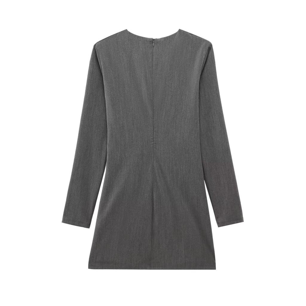 Spring 2025 European & American Style Women's Slimming Short Dress with Open Strap Embellishment