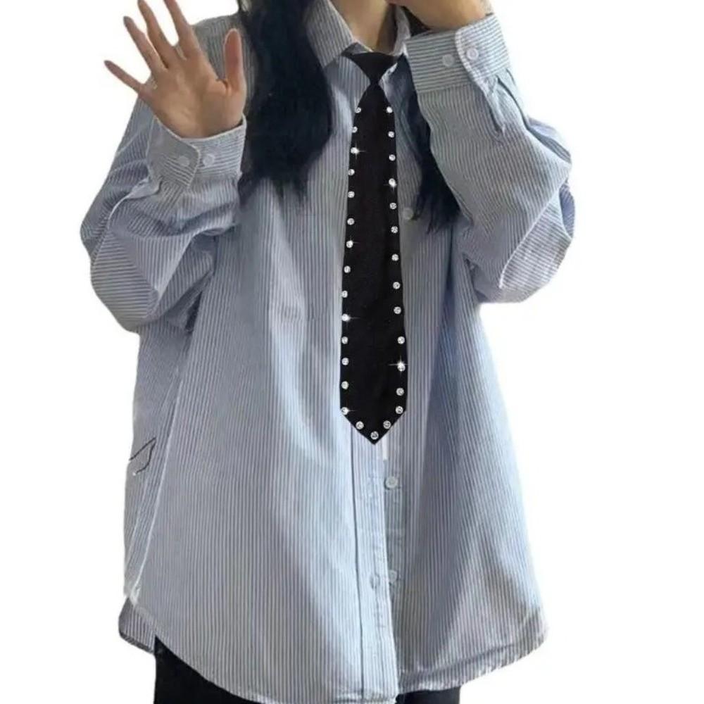 Glitter Business Adjustable Neck Tie Black Pre Tied Neck Tie Uniform Shirt