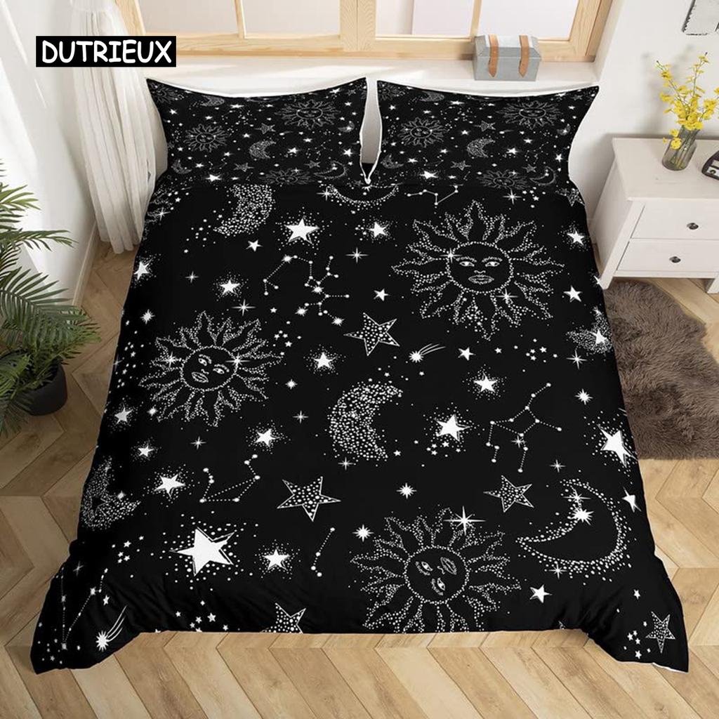 Комплект постельного белья «Солнце и Луна» размера King Size, фиолетовый, сиреневый, с изображением ловца снов, звезд, комплект постельного белья для детей, 2/3 предмета, покрывало в стиле «Богемия»