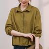 Women's 2024 Fashion Thin Long-Sleeve Cotton Shirt - Casual, Short Lapel, Loose Fit for Middle-Aged Mothers