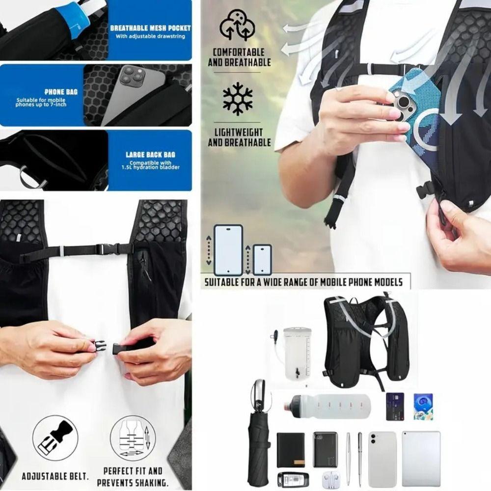 Дышащий беговой гидратационный жилет-сумка Водонепроницаемый уличный беговой жилет Пеший туризм