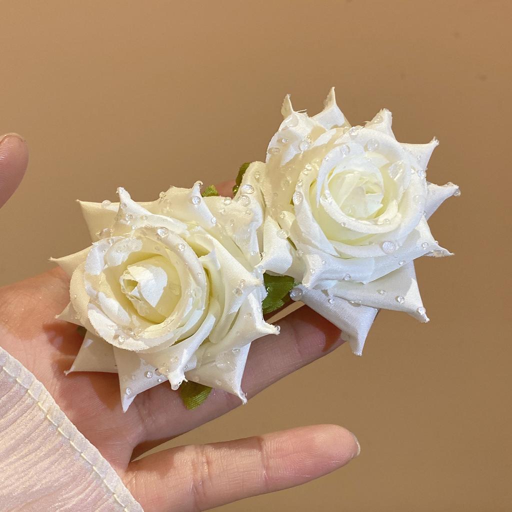 Silver Needle Fabric Flower Stud Earrings Beach Vacation Style