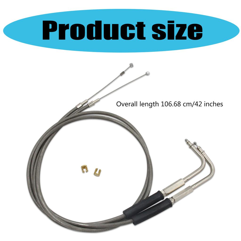 Motorcycle 42'' Throttle and Idle Cable Set for Davidson FXST FLST FLT XL 1996-UP 56579-02A Stainless Steel Idle Cable