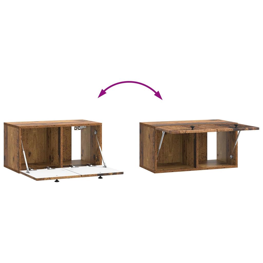 Wall Mounted TV Cabinet Reclaimed Wood Look 59.5 x 31 x 30 cm