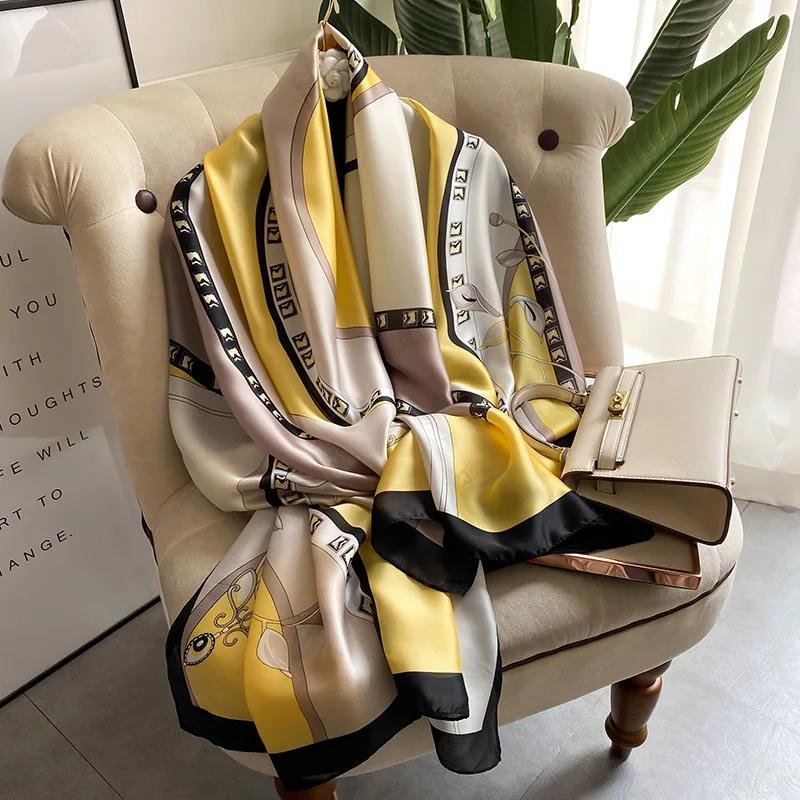 180*90cm Luxury Brand Ladies Spring Summer Long Silk Scarf Shawl Digital Painted Shawl Gogh Oil Painting Lady Foulard Bandanna