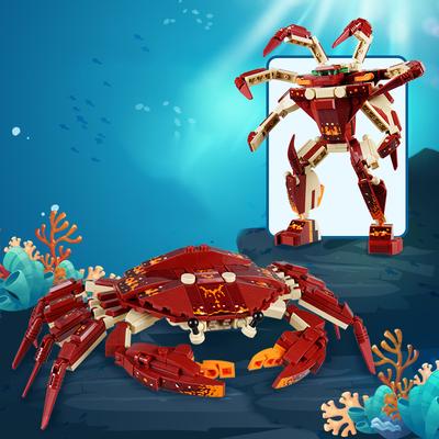 Конструктор Морские Животные Сделай Сам Креативная Сборка Краб Акула Лобстер Робот Трансформация для Детей Взрослых Подарок Игрушка из Мелких Деталей