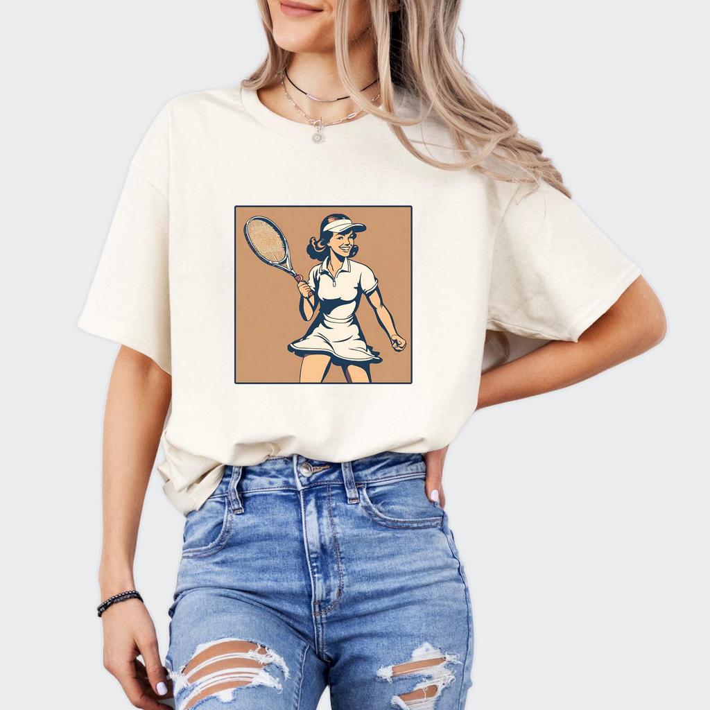 Tennis Player T-Shirt in Vintage 1940's Style, Retro Tennis Shirt, Tennis T-Shirt for Women, Tennis Gifts for Women, Cute Tennis Tee