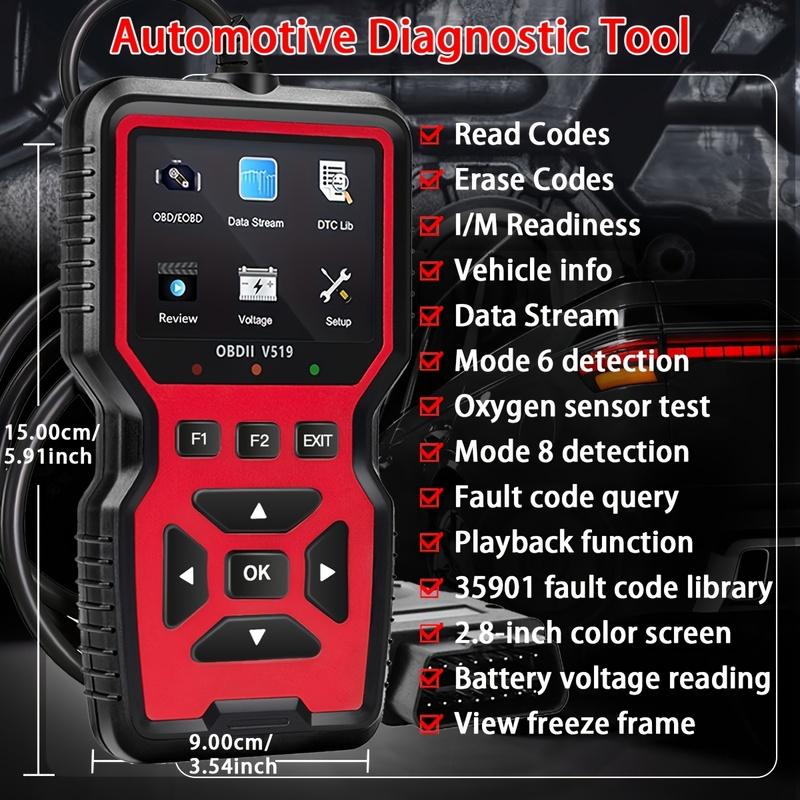 2024 V519 Профессиональный OBD2 сканер - Диагностический инструмент для автомобиля с питанием от USB, потоком данных в реальном времени, полнофункциональным тестированием OBD II (Готов к И/М,