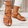 Лето 2024 года, популярные женские сандалии на низком каблуке большого размера, однотонная верхняя модная женская обувь для пляжного отдыха