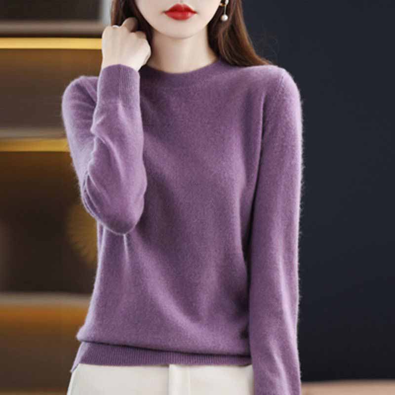 WTEMPO Women Knitted O-neck Sweater Autumn Winter Long Sleeve Solid Color Jumper Female Slim Sexy Pullovers Sweater