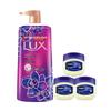 lux neon orchid shower gel 700g + vaseline jelly 3x50g set