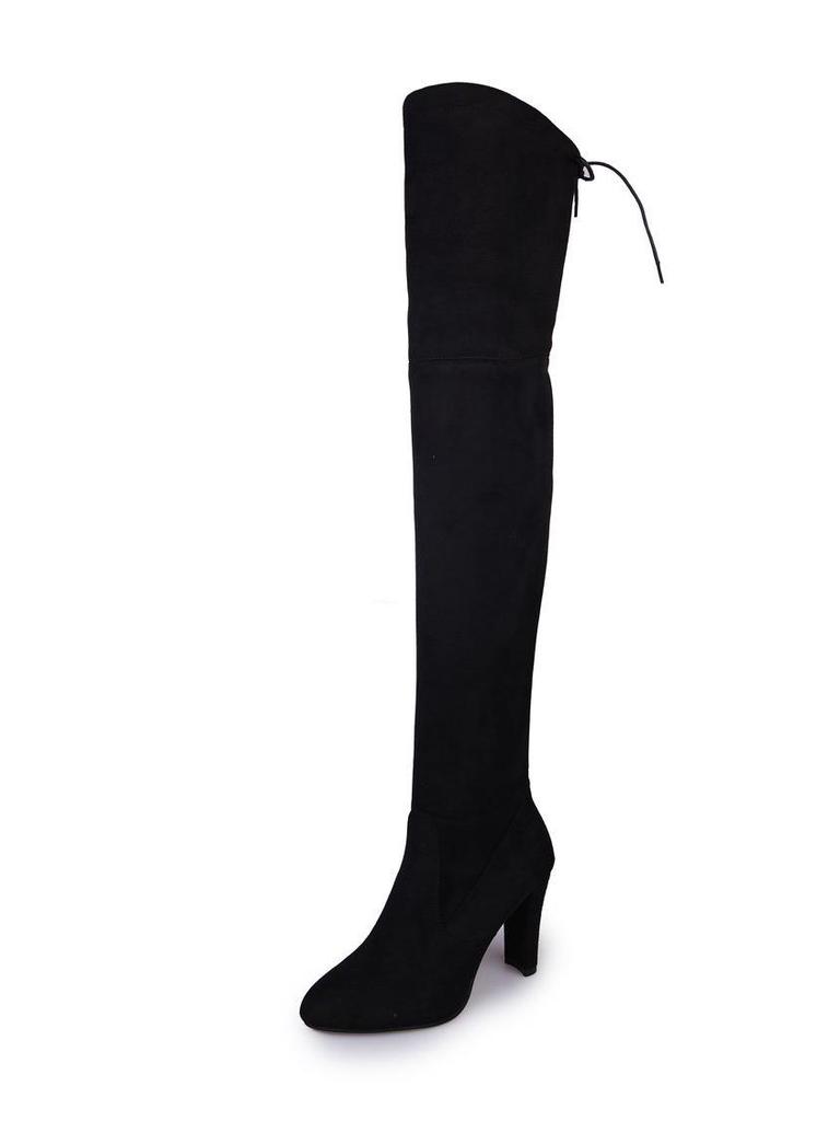 European & American Plus Size Over-the-Knee High Heel Frosted Boots with Side Zipper