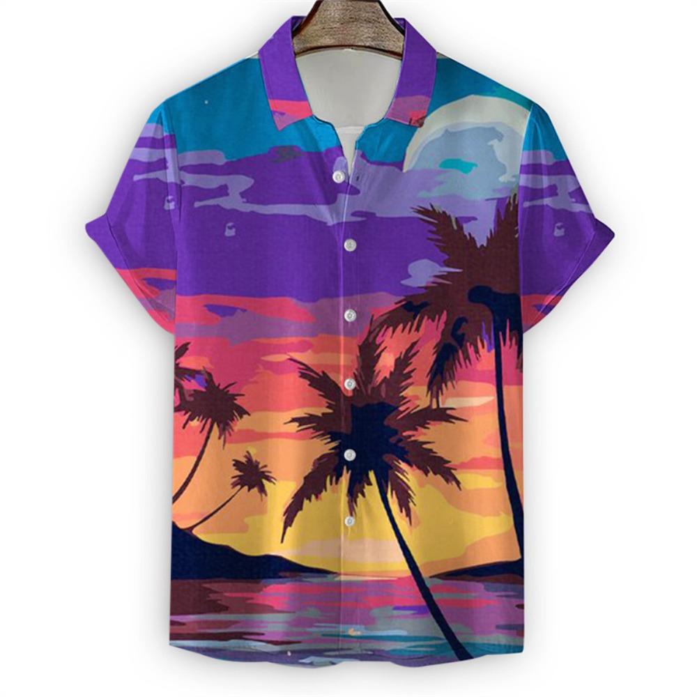 Мужская рубашка Hawaiian Palm Tree с принтом «Летний пляжный отдых» с 3D-принтом, короткий рукав, классная уличная рубашка с воротником на пуговицах